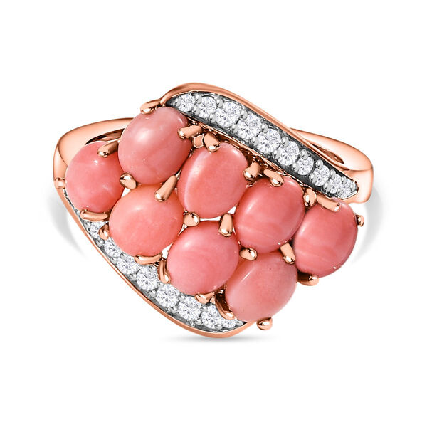 Oregon Sunrise Pfirsich Opal und Zirkon Ring- 2,36 ct.