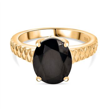 Elite Shungit Ring 925 Silber vergoldet (Gr&ouml;&szlig;e 17.00) ca. 2,21 ct