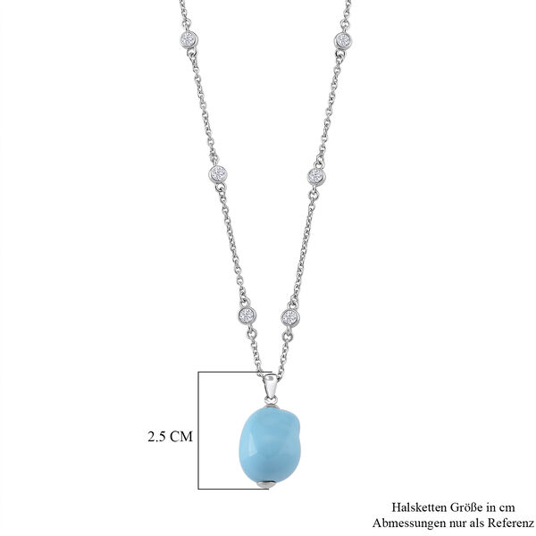 EVER TRUE Wei&szlig;er Zirkonia, Sleeping Beauty T&uuml;rkis farbe Muschelperle Halskette ca. 50 cm Nickelfreies Messing rhodiniert image number 5