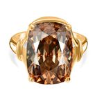 J Francis gefertigt mit SWAROVSKI Goldener Schatten Swarovski Kristall Ring 925 Silber 750 Gelbgold Vermeil (Größe 21.00) 11.67 ct