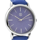 Strada - Schlichte Uhr mit Sternenstaub Effekt, Modernes PU-Leder Armband, wasserdicht, japanisches Uhrwerk, Blau image number 3
