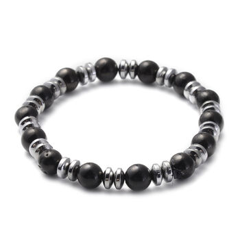 Flexibles H&auml;matit und Schungit-Armband, ca. 18 cm, ca. 92,00 ct