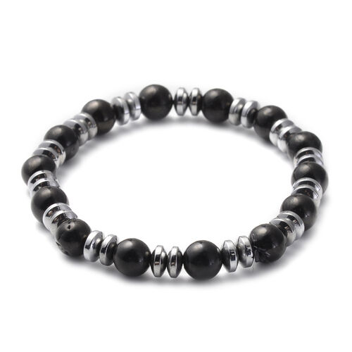 Flexibles Hämatit und Schungit-Armband, ca. 18 cm, ca. 92,00 ct image number 0