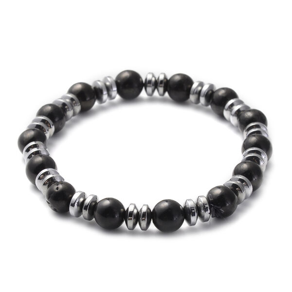 Flexibles H&auml;matit und Schungit-Armband, ca. 18 cm, ca. 92,00 ct