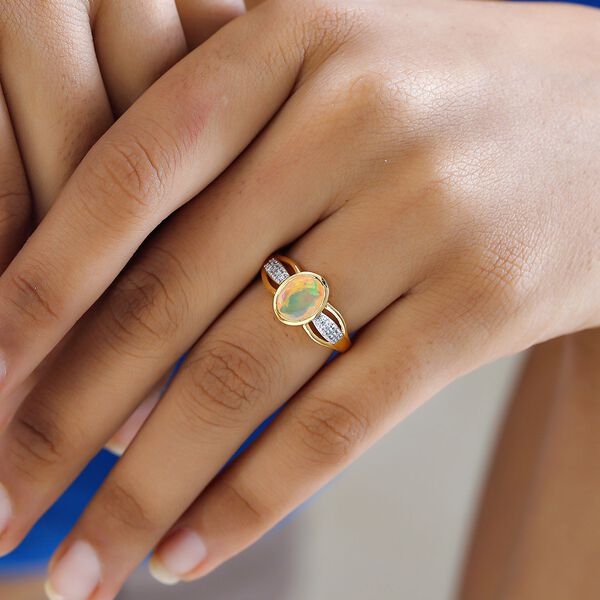 Nat&uuml;rlicher, &auml;thiopischer Welo Opal und Zirkon-Ring - 1,27 ct. image number 3