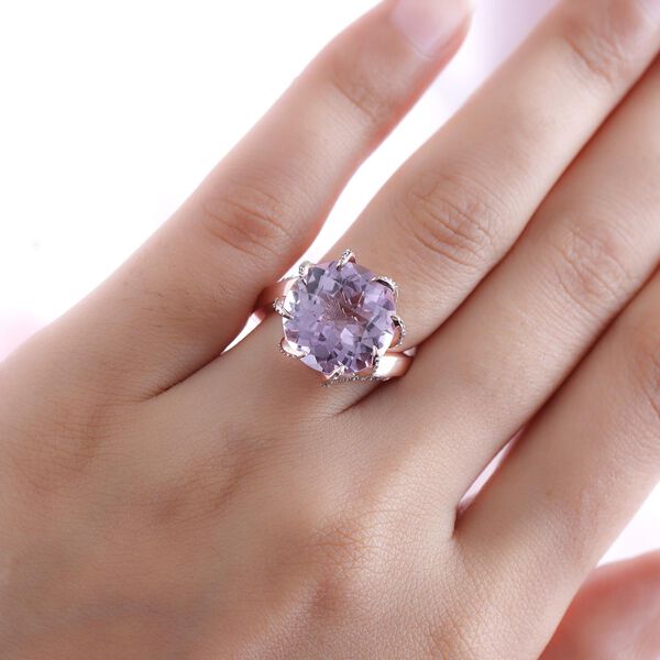 GP Art Déco Kollektion - Rose De France Amethyst und Kanchanaburi blauer Saphir-Ring in rosévergoldetem Silber - 9,49 ct. image number 3
