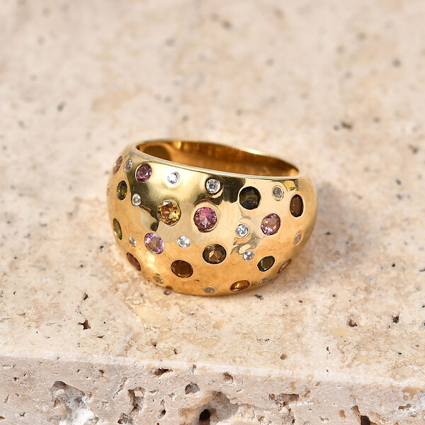 EVER TRUE AA Mehrfarbig-Turmalin Ring Nickelfreies Messing (Gr&ouml;&szlig;e 17.00) ca. 1,27 ct image number 1