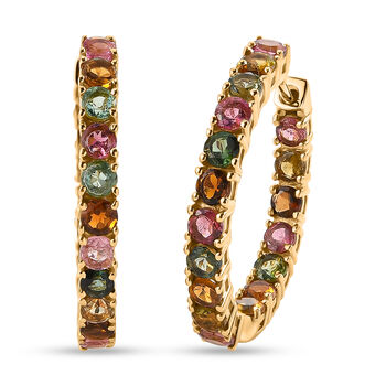 D'Joy AA Mehrfarbig-Turmalin Ohrringe 925 Silber 750 Gelbgold vermeil ca. 4.28 ct