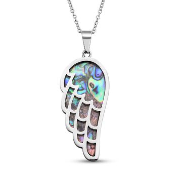 Abalone Muschel Anh&auml;nger mit Kette, Edelstahl emailliert ca. 10.00 ct