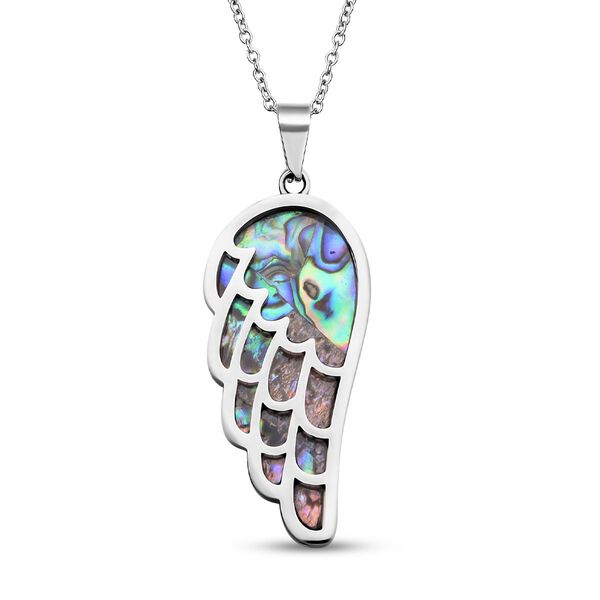 Abalone Muschel Anh&auml;nger mit Kette, Edelstahl emailliert ca. 10.00 ct