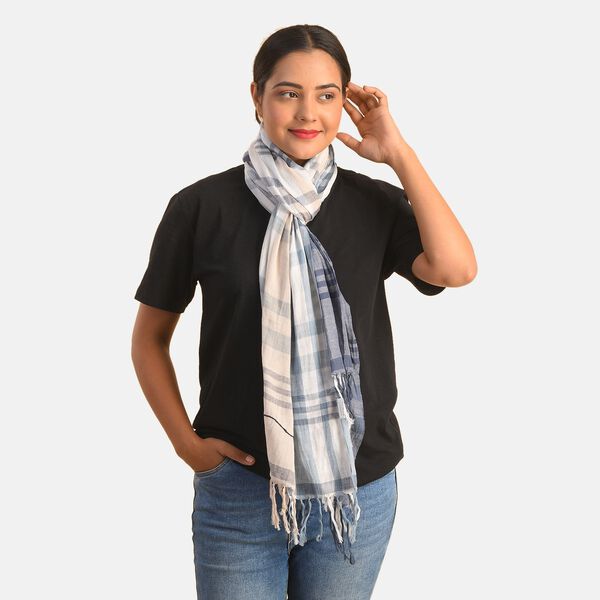 100% Baumwolle Unisex Schal, Gr&ouml;&szlig;e 200x70 cm, Blau image number 1