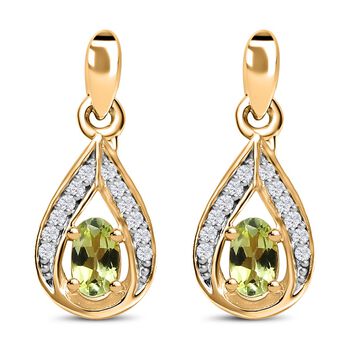 Nat&uuml;rliche AA Calabar-Turmalin, Wei&szlig;er Zirkon Ohrringe, 925 Silber Gelbgold Vermeil, ca. 0.66 ct