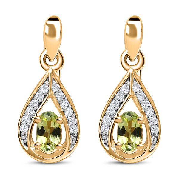 Nat&uuml;rliche AA Calabar-Turmalin, Wei&szlig;er Zirkon Ohrringe, 925 Silber Gelbgold Vermeil, ca. 0.66 ct