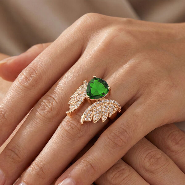 Gr&uuml;ner Zirkonia, Wei&szlig;er Zirkonia Ring Nickelfreies Messing (Gr&ouml;&szlig;e 17.00) image number 2