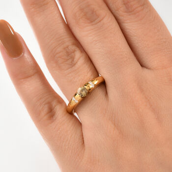 AA Nat&uuml;rlicher goldener Tansanit und Moissanit Ring - 0,43 ct.