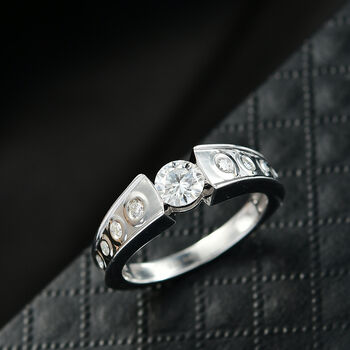 D'Joy Moissanit Ring, 925 Silber platiniert - 0,59 ct.