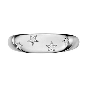 Wei&szlig;er Diamant Ring, 925 Silber platiniert, (Gr&ouml;&szlig;e 19.00) ca. 0.05 ct