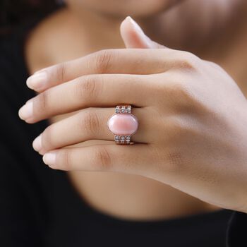 AA rosa Opal und Zirkon Ring - 7,83 ct.