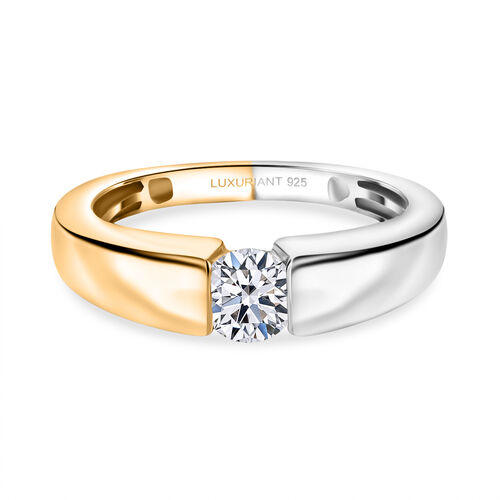 Lab Grown Diamant SI Ring 925 Silber Rhodiniert und 750 Gelbgold Vermeil (Größe 17.00) ca. 0,50 ct image number 0