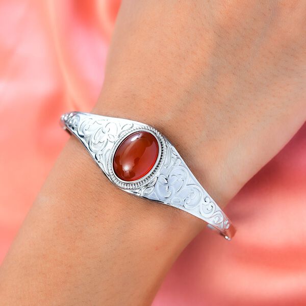 Roter Achat Armreif ca. 19 cm Edelstahl ca. 11.25 ct image number 3