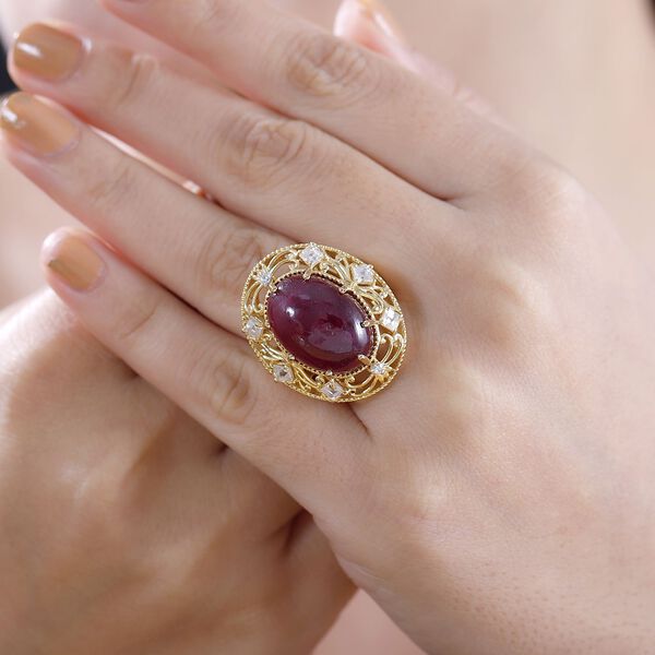 AA Afrikanischer Rubin und Zirkon-Ring - 21,43 ct. image number 10