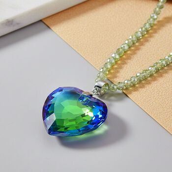 Gr&uuml;ner Magie Farbe Kristall Anh&auml;nger mit Kette ca. 60 cm + 5 cm Extender