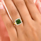 Natürlicher Chromdiopsid und Zirkon Ring 925 Silber vergoldet  ca. 1,26 ct image number 2