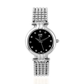 EON - Edle Armbanduhr mit natürlichen Champagner Diamanten, 8.5 cm, Schweizer Uhrwerk, reiner Edelstahl ca. 0,12 ct