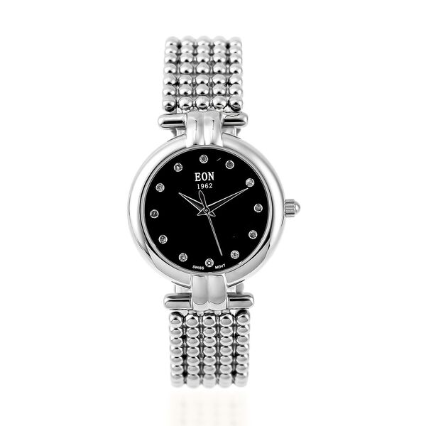 EON - Edle Armbanduhr mit natürlichen Champagner Diamanten, 8.5 cm, Schweizer Uhrwerk, reiner Edelstahl ca. 0,12 ct image number 0
