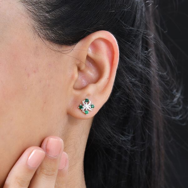 Designer Inspiriert XOXO Grüner Zirkonia Ohrringe 925 Silber image number 3