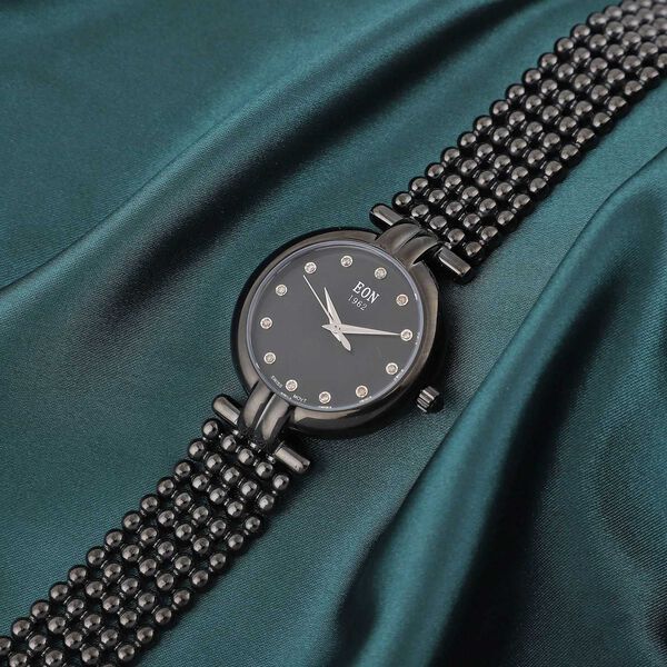 EON 1962 - Edle Armbanduhr mit nat&uuml;rlichen Champagner Diamanten, 8.5 cm, schweizer Uhrwerk, Edelstahl ca. 0.12 ct image number 1