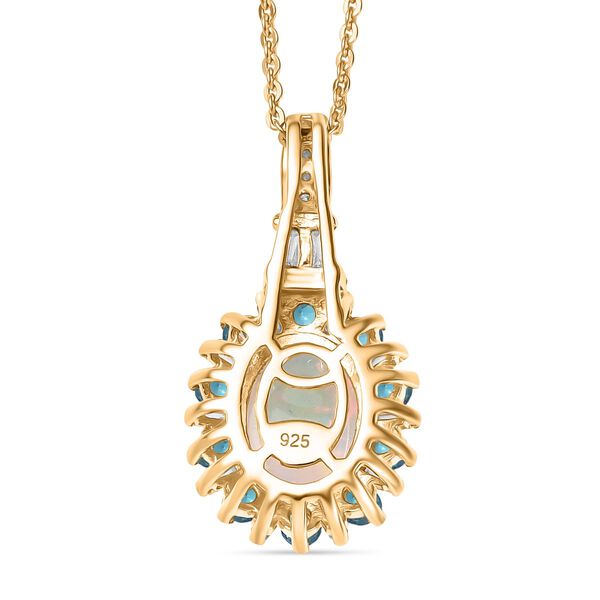 AA &auml;thiopischer Welo Opal Neon Apatit und Moissanit Ring und Anh&auml;nger mit 50cm Kette image number 9