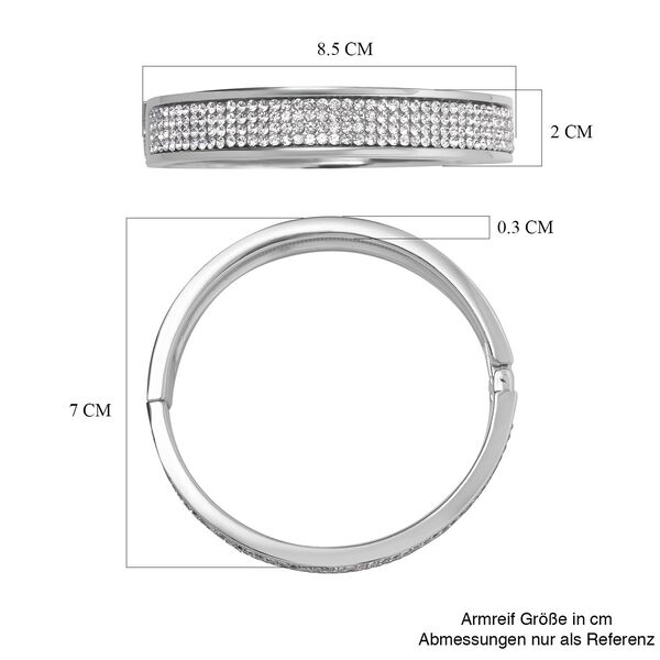 Weißer Kristall Armreif, ca. 19 cm, silberfarben image number 6