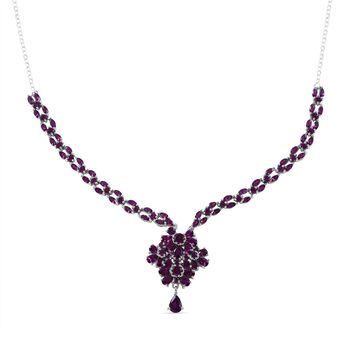 AA Rhodolith Granat Halskette, ca. 53.25 cm, 925 Silber rhodiniert, ca. 13.62 ct