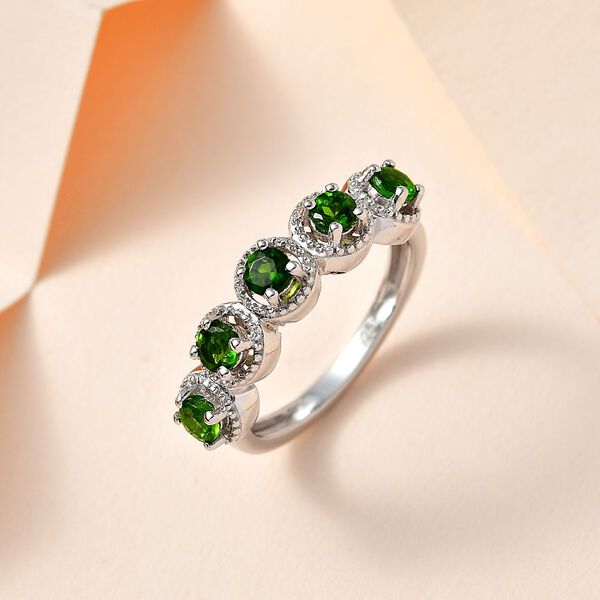 Nat&uuml;rlicher Chromdiopsid Ring, 925 Silber platiniert, (Gr&ouml;&szlig;e 21.00) ca. 0.72 ct image number 2