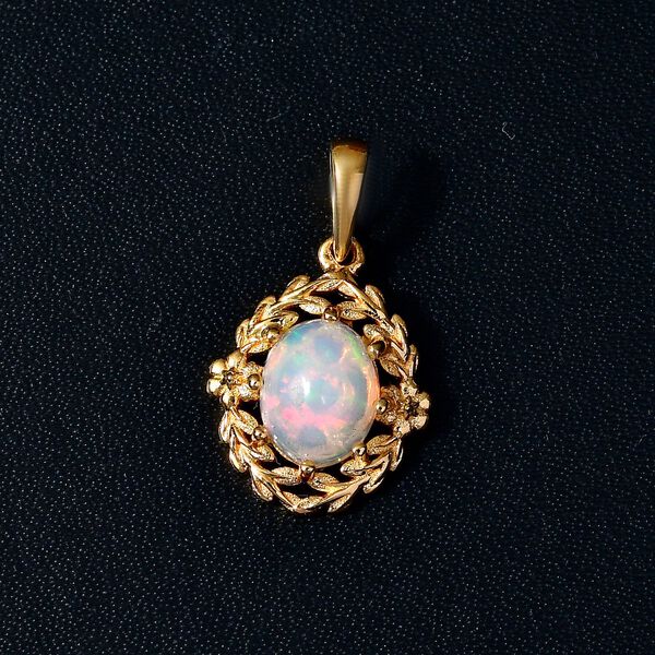 AA Nat&uuml;rlicher, &auml;thiopischer Welo Opal Anh&auml;nger 925 Silber 750 Gelbgold Vermeil ca. 1,23 ct. image number 3