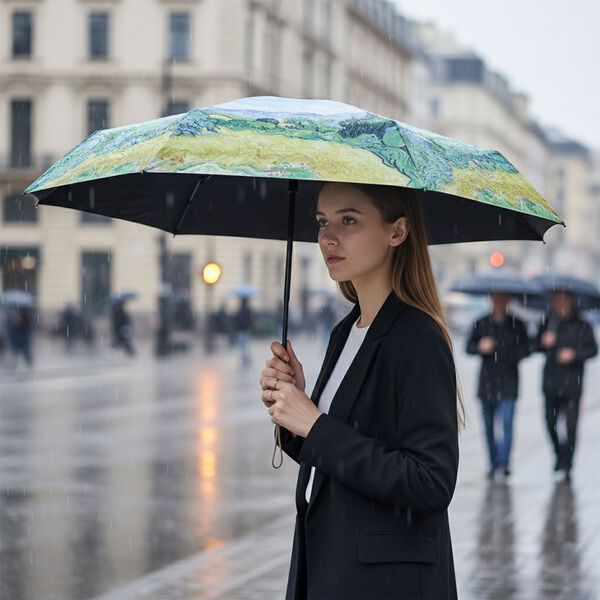 UV-Schutz Regenschirm, 91x50cm, inklusive Aufbewahrungstasche, Blau Countryside Muster