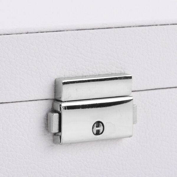 Schmuck Aufbewahrungsbox mit Haken und Fächern, 19x17x6.8 cm, Weiß image number 8