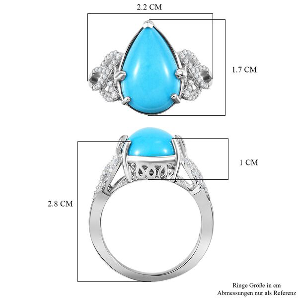 D'Joy AA Sleeping Beauty T&uuml;rkis, Wei&szlig;er Zirkon Ring 925 Silber rhodiniert (Gr&ouml;&szlig;e 18.00) ca. 4.86 ct image number 7