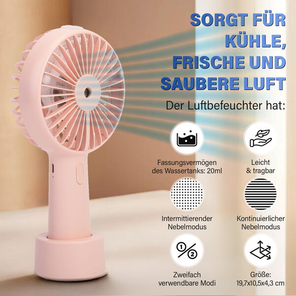 2-in-1 Nebelspray-Ventilator, Rosa image number 4