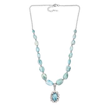 D&rsquo;joy AA Larimar und Labor Polki Diamant Anh&auml;nger mit 45cm Kette - 136,27 ct.