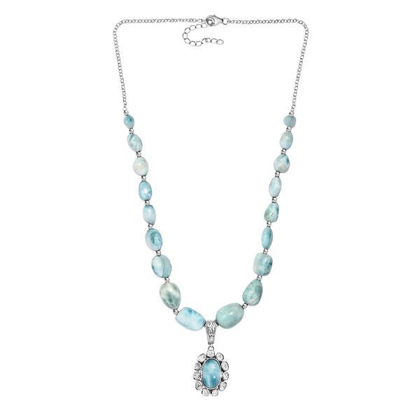 D’joy AA Larimar und Labor Polki Diamant Anhänger mit 45cm Kette - 136,27 ct. image number 3