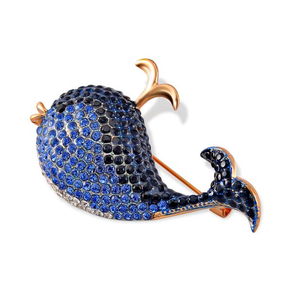 Mehrfarbiger Kristall Delphin Brosche image number 3