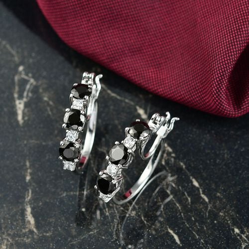 D'Joy Elite Shungit, Weißer Zirkon Ohrringe 925 Silber rhodiniert ca. 2,49 ct. image number 1