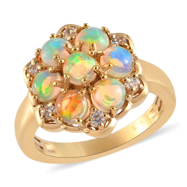 Nat&uuml;rlicher &Auml;thiopischer Opal und Zirkon Ring 925 Silber vergoldet  ca. 1,80 ct image number 4