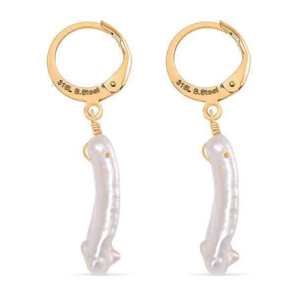 Weiße Keshi Perle Ohrringe Reiner Edelstahl Standard gelb vergoldet image number 4