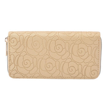 Long Size Brieftasche, 19*2.5*10cm, florales Muster, Creme