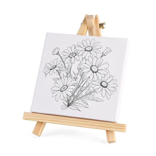 Leinwand-Malset - 3-teiliges Set mit Rosen-, Gänseblümchen- und Lilienmotiv, inklusive Farben, Mischpalette und Pinseln image number 5