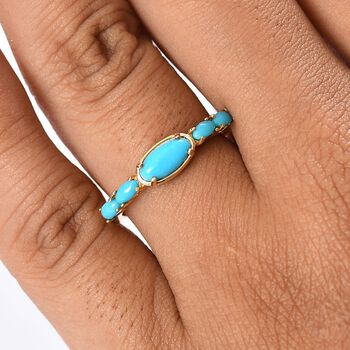 D'Joy AA Sleeping Beauty T&uuml;rkis Ring 925 Silber 750 Gelbgold Vermeil (Gr&ouml;&szlig;e 18.00) ca. 0,97 ct