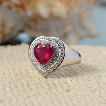 Afrikanischer Rubin  und Zirkon Ring - 3,24 ct.